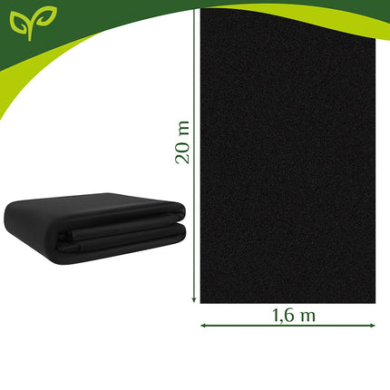 Covoraș negru stabilizat UV pentru controlul buruienilor 1,6x20m 50g/m²
