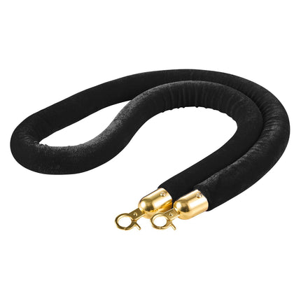 Black Velvet Stanchion Ropes, 4-Pack, 1.5 m Gold Hooks