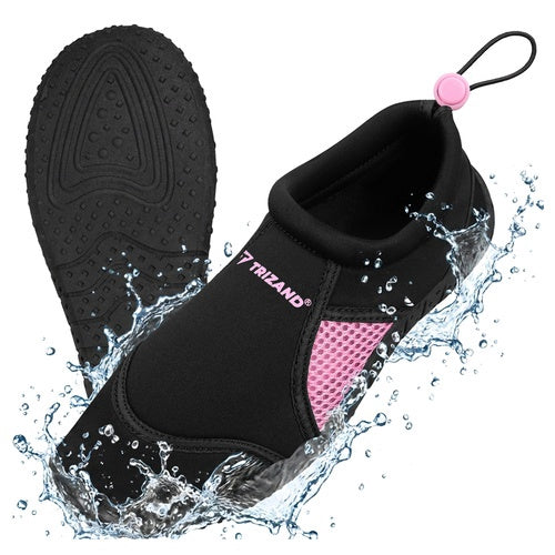 Pantofi de apă negri și roz, mărimea 36, ​​antiderapanți, talpă de 5 mm
