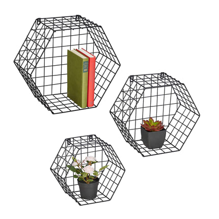 Black floating shelves in set of 3