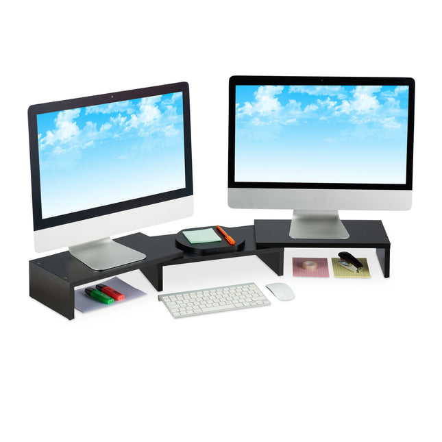 Suport pentru monitor negru pentru 2 monitoare