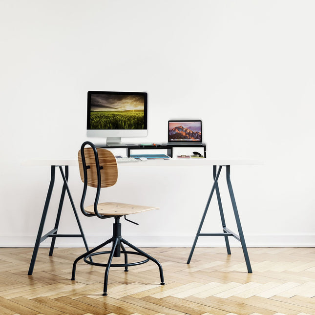 Suport pentru monitor negru pentru 2 monitoare
