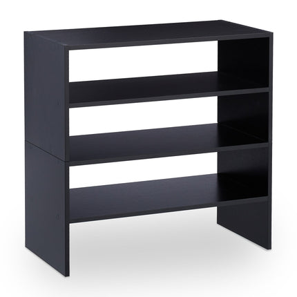 Raft negru pentru pantofi cu 2 rafturi