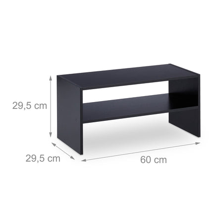 Raft negru pentru pantofi cu 2 rafturi