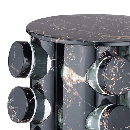 Carusel de condimente negre cu design din marmură