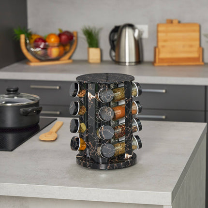 Carusel de condimente negre cu design din marmură