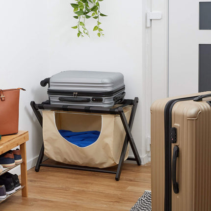 Suport negru pentru valize cu sac de rufe