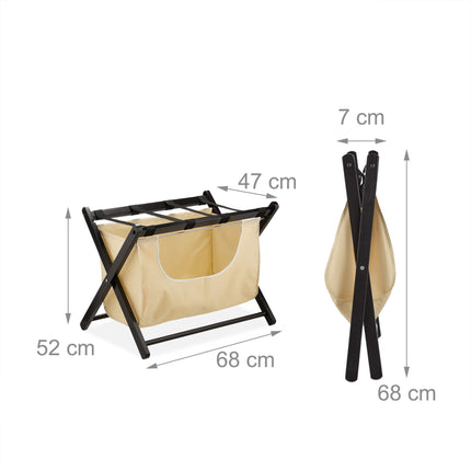 Suport negru pentru valize cu sac de rufe