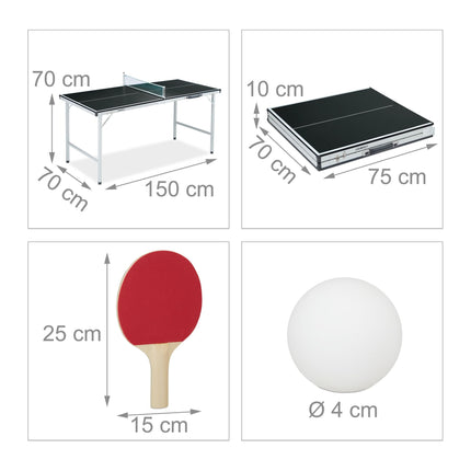 Masa de tenis de masa neagra cu accesorii