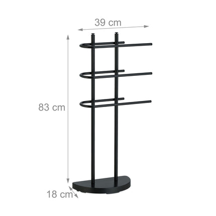 Suport pentru prosoape negru cu 3 șine