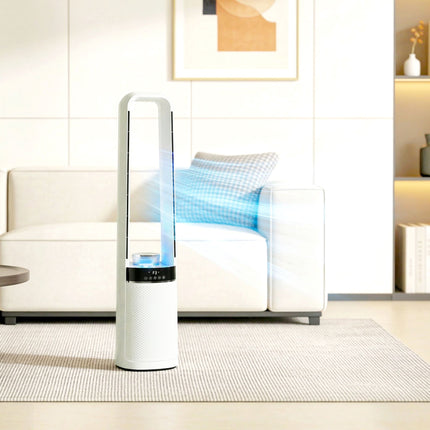 Ventilator turn fără lame cu telecomandă, 45 de oscilații, temporizator