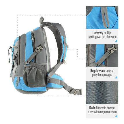 Rucsac albastru, capacitate mare, material rezistent