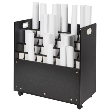 Blueprint Storage Rack, 50-Slot Mobile Roll File Cart