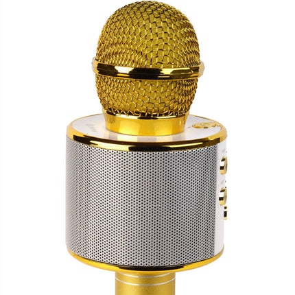 Bluetooth Karaoke Microphone with built-in speaker. Gold