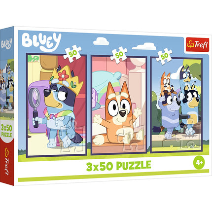 Set puzzle Bluey, 3x50 piese, activitate de distracție în familie
