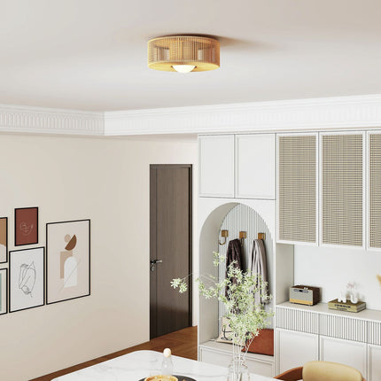 Lampă de tavan Boho cu abajur din frânghie de cânepă, LED G9, 30cm