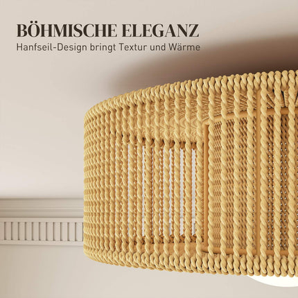 Lampă de tavan Boho cu abajur din frânghie de cânepă, LED G9, 30cm