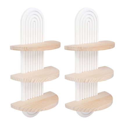 Set de rafturi de perete plutitoare Boho, 2 buc., pin, alb/maro