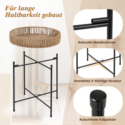 Set de măsuțe laterale cuibărite Boho – Design manual din frânghie