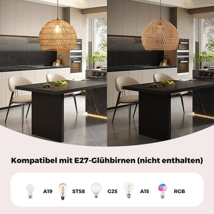 Lampă suspendată Boho, înălțime reglabilă, abajur din hârtie