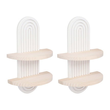 Set de rafturi de perete Boho, 2 buc. – Pin natural, Alb/Maro