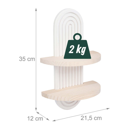 Set de rafturi de perete Boho, 2 buc. – Pin natural, Alb/Maro