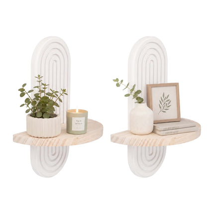 Set de rafturi de perete Boho, 2 buc. - Pin alb natural