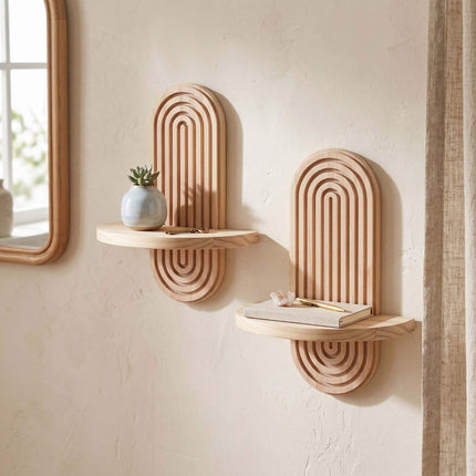 Set de rafturi de perete Boho, 2 buc. - Pin alb natural