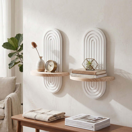 Set de rafturi de perete Boho, 2 buc. - Pin alb natural