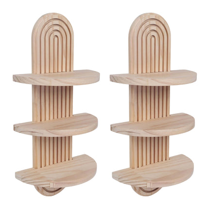 Set de rafturi de perete din lemn Boho, 2 buc. – Pin natural