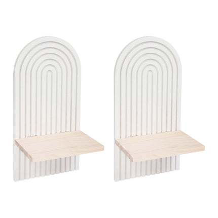 Set de rafturi de perete din lemn Boho, alb natural, 2 piese