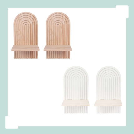 Set de rafturi de perete din lemn Boho, alb natural, 2 piese