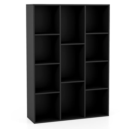 Raft de cărți cu 11 compartimente, negru, 74 x 24 x 106 cm