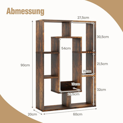 Raft cu 7 compartimente, Raft cub de sine statator, 60x20x90 cm, Cafea