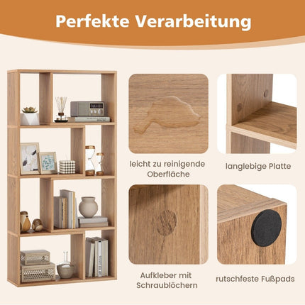 Raft cu 8 cuburi, 4 niveluri, 60x20x120 cm, lemn natural
