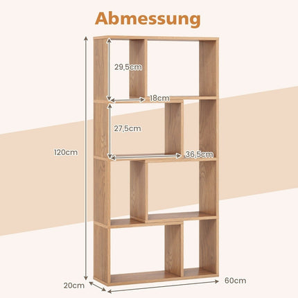 Raft cu 8 cuburi, 4 niveluri, 60x20x120 cm, lemn natural