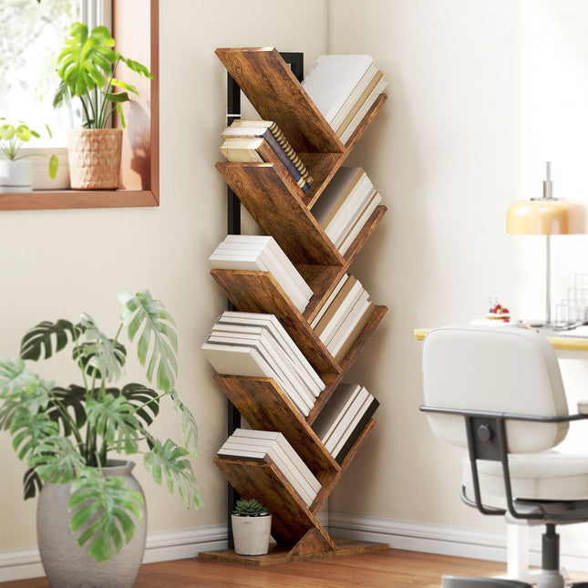 Raft cu 9 niveluri, design arbore, maro rustic