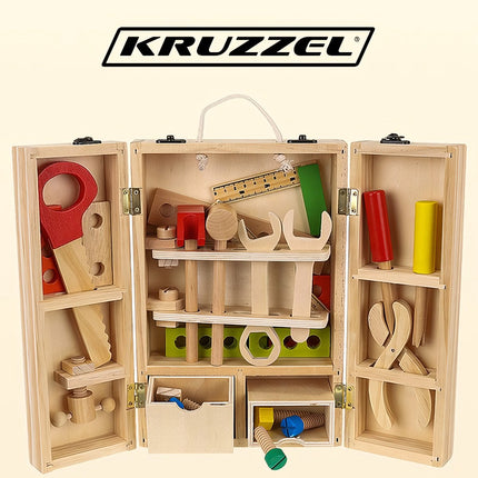 Box + set of wooden tools 22697