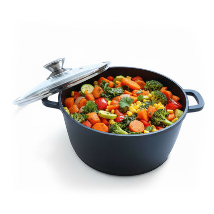 Oală de gătit cu capac de sticlă – aluminiu turnat antiaderent