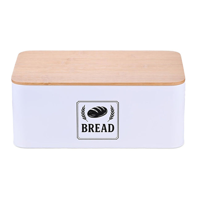 Cutie de pâine cu capac din bambus - Design retro, carcasă metalică