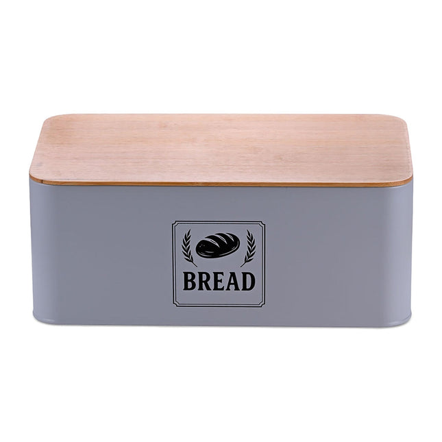 Cutie de pâine cu capac din bambus - Design retro, carcasă metalică