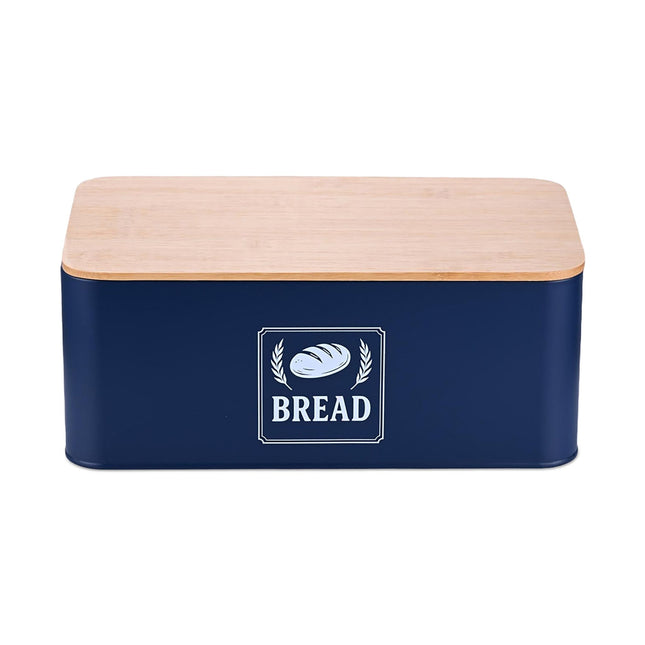 Cutie de pâine cu capac din bambus - Design retro, carcasă metalică