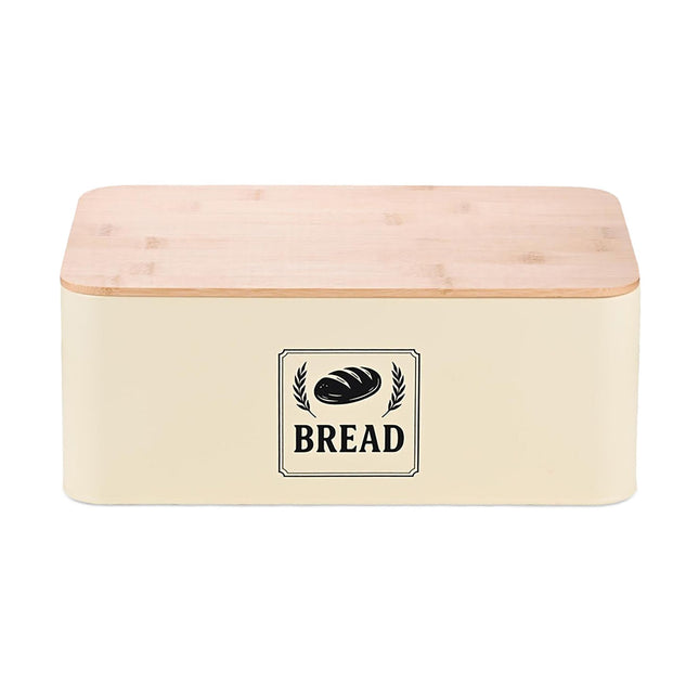 Cutie de pâine cu capac din bambus - Design retro, carcasă metalică