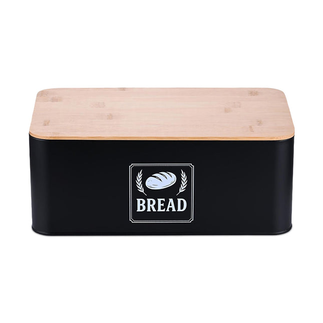 Cutie de pâine cu capac din bambus - Design retro, carcasă metalică