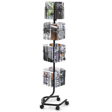 Brochure Display Rack, 4-Tier 32-Pocket Rotating Stand