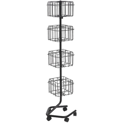 Brochure Display Rack, 4-Tier 32-Pocket Rotating Stand