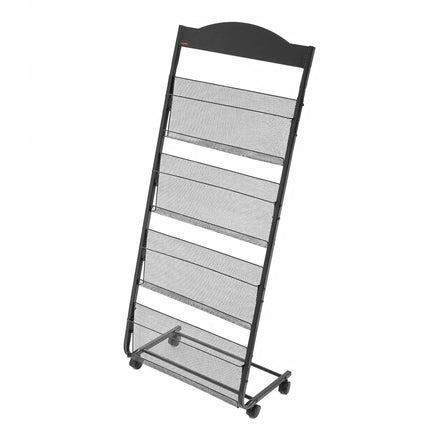 Brochure Display Rack, 4-Tier, Wheels, A4 Floor Stand