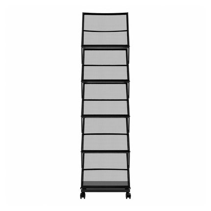 Brochure Display Rack, 5-Tier Foldable Metal, Wheels
