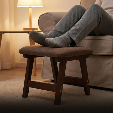 Taburet ergonomic maro, lemn de fag și in, 29x40x25 cm