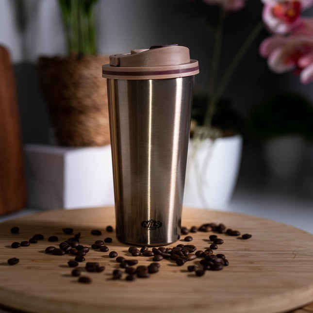 Cană termică maro – izolată, reutilizabilă, 18 oz